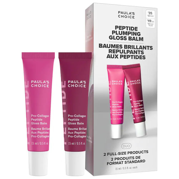 Peptide Plumping Gloss Balm Duo Gift Set for Hydrated, Fuller Lips