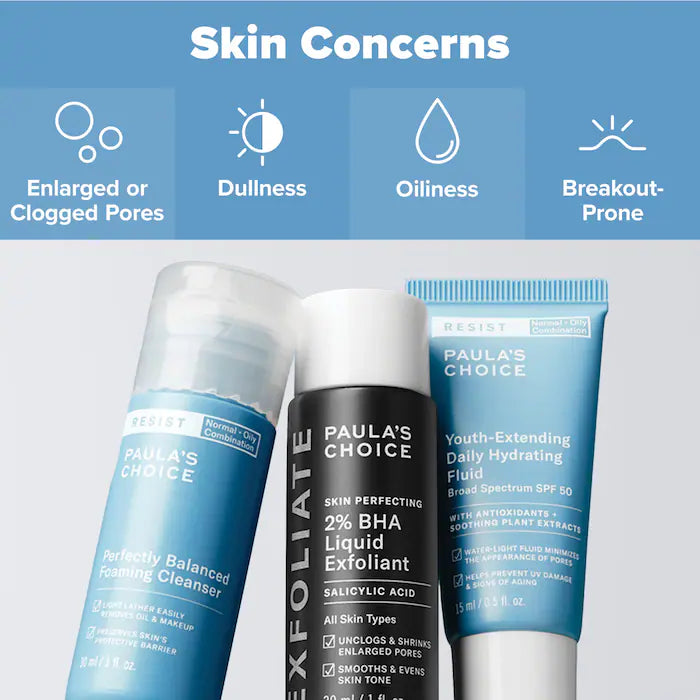 Mini Must-Haves with 2% BHA Exfoliating Toner, Foaming Cleanser, & SPF 50