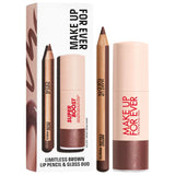 Mini Artist Color Pencil Lip Liner & Lip Gloss Kit / Limitless Brown
