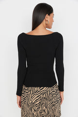 black knit top