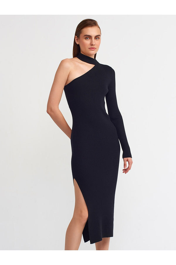 one sleeve black dress