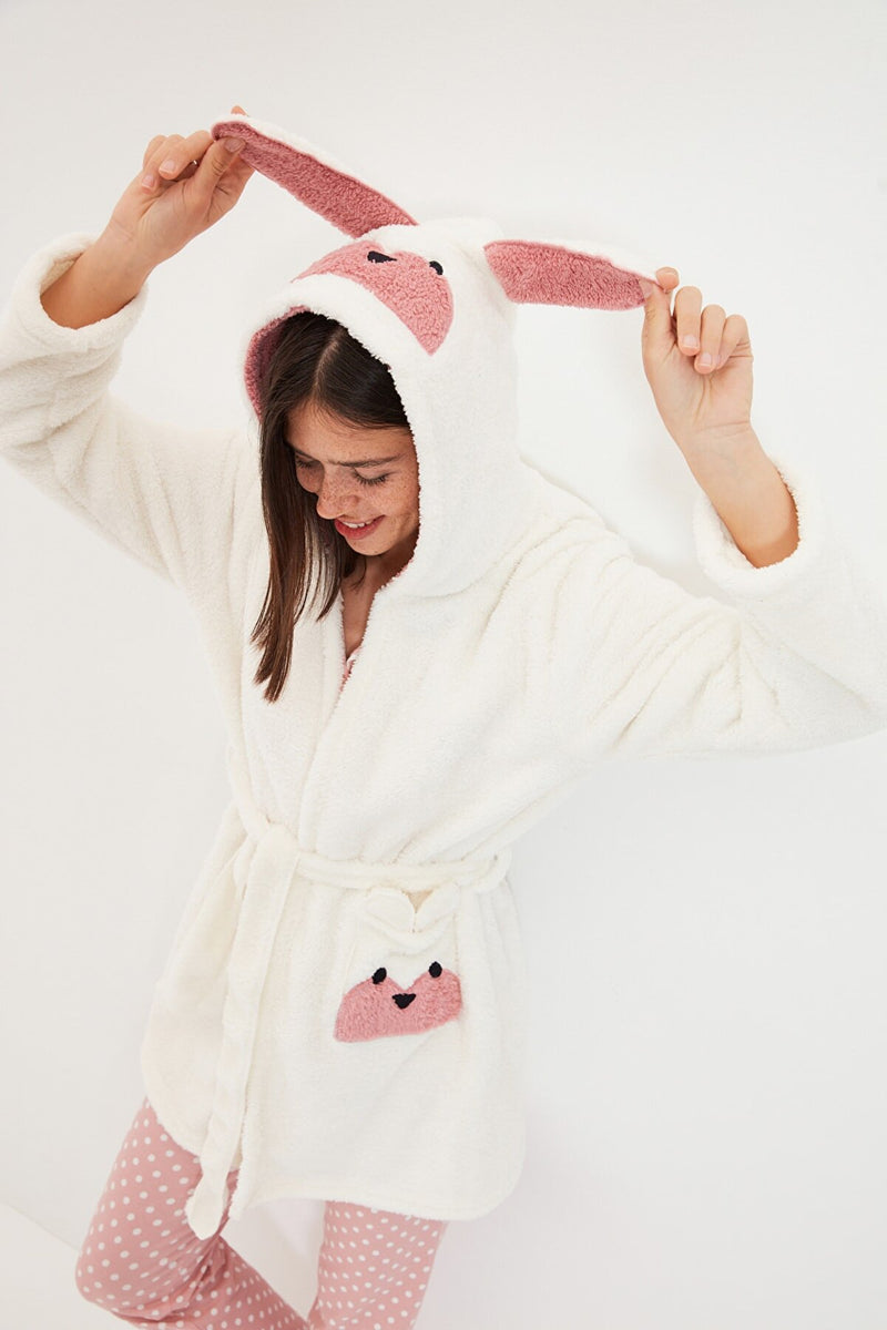 White teddy robe