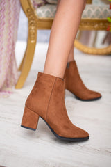 heeled camel boots