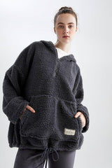 grey fleece hoodie