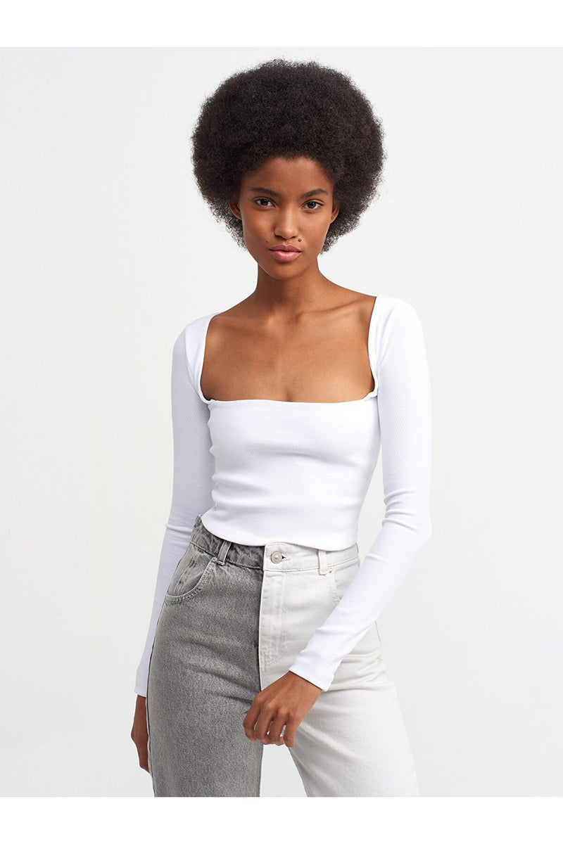 White Wick Long Sleeve Top