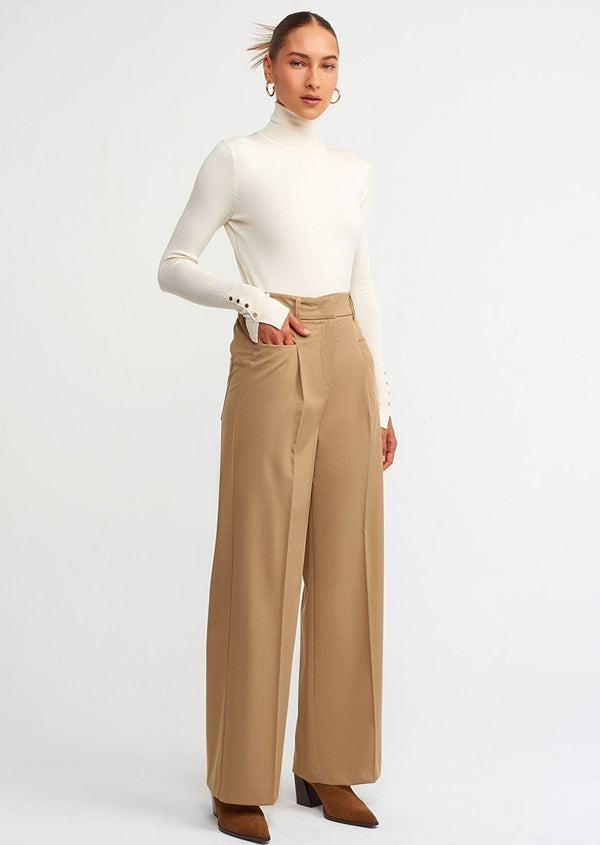 camel wide leg trousers