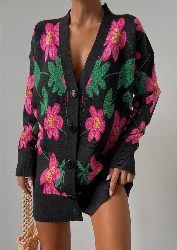 floral knit cardigan