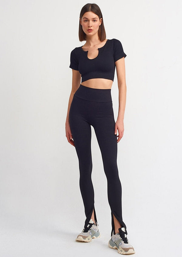 black leggings with split