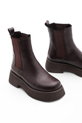 Brown platform boots