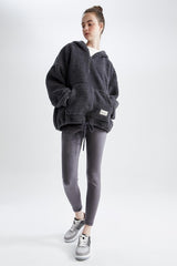 grey fleece hoodie
