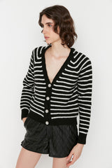 Black striped cardigan