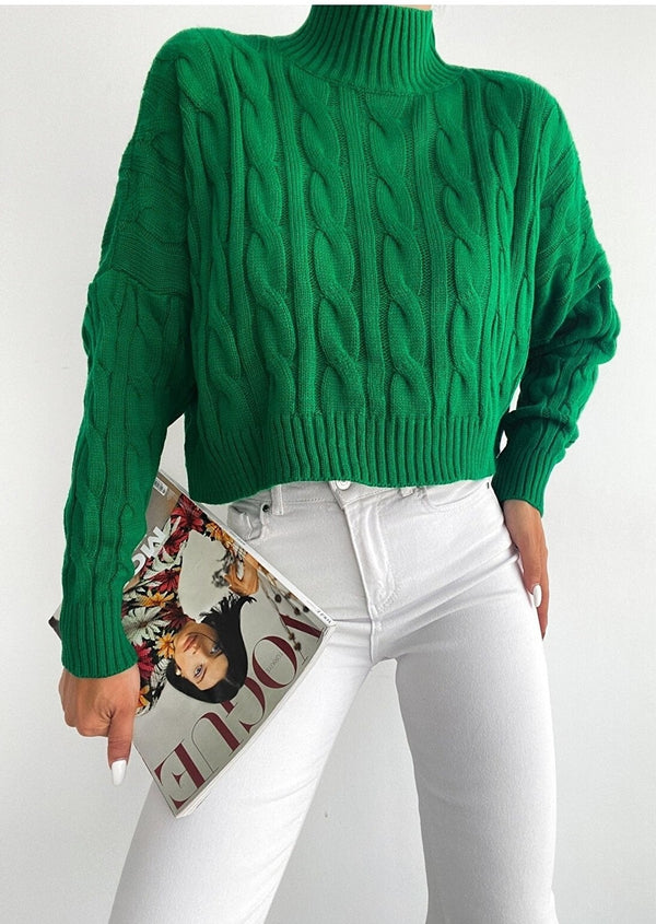 cropped green sweater top