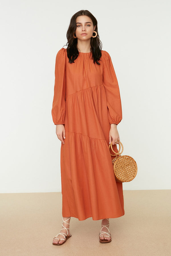 orange modest Dress