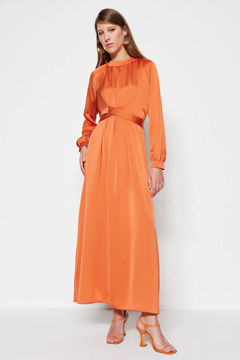 Orange satin dress