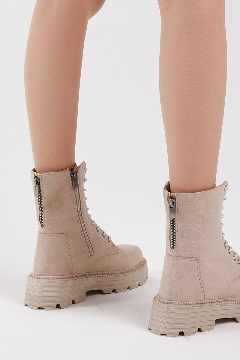 Ecru ankle boots