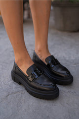 Black chunky loafers