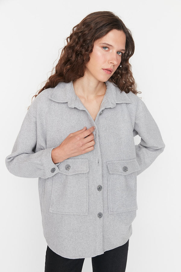 grey shirt jacket