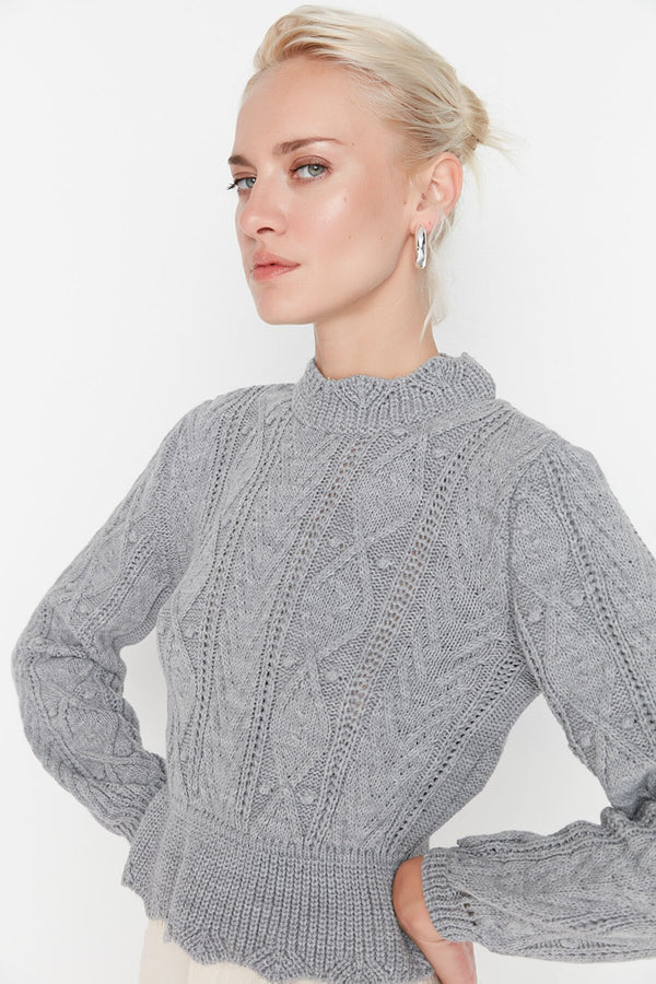 grey peplum sweater top