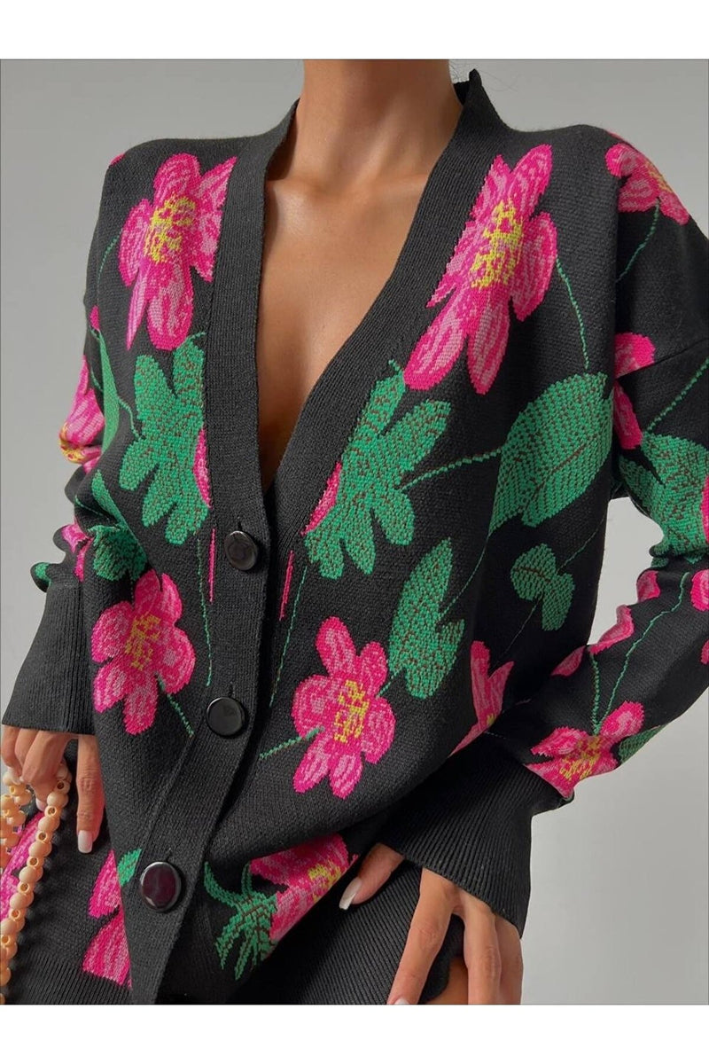 floral knit cardigan