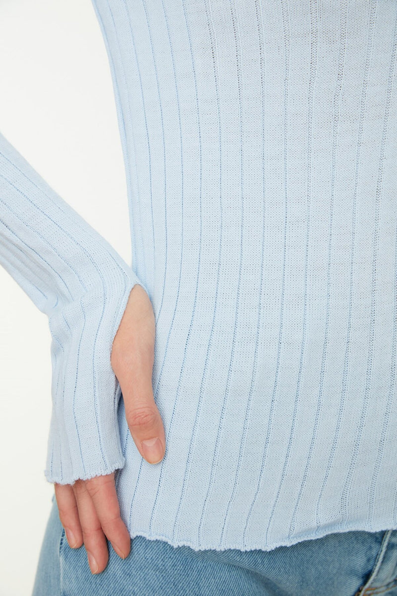 blue Polo Neck Knitwear Sweater