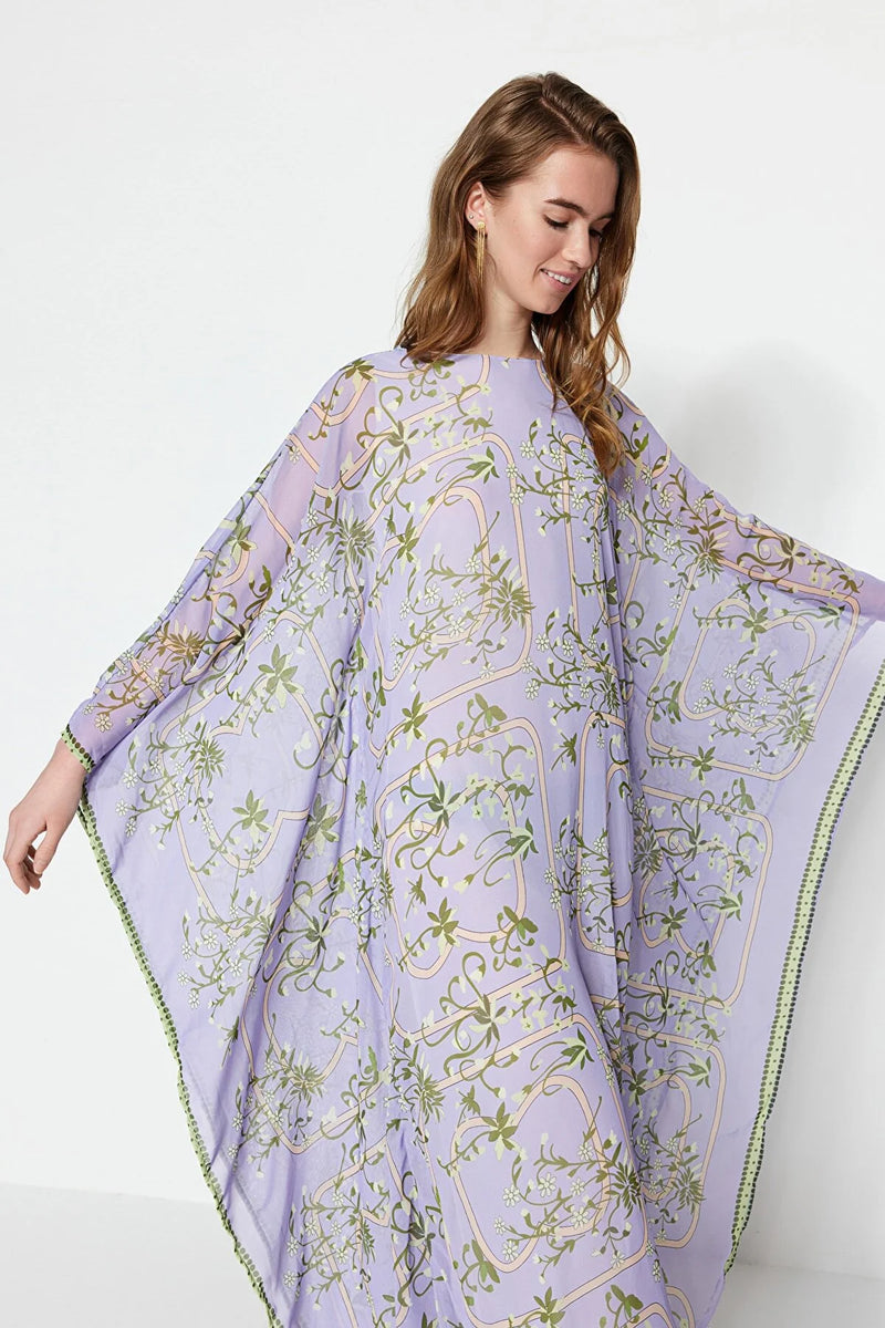 Lilac floral kaftan dress