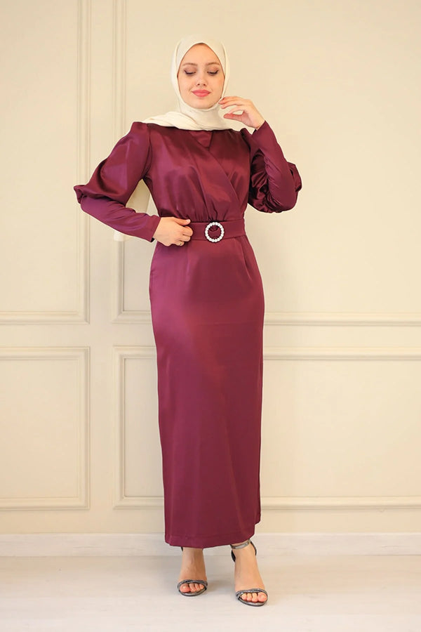 Belted satin Dress