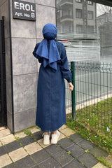 dark blue denim dress