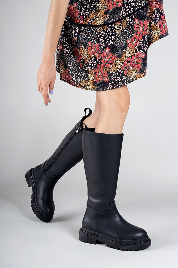 Black rain boots