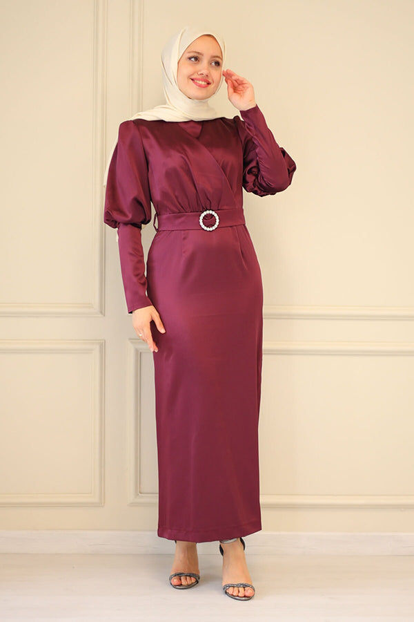 Belted satin Dress