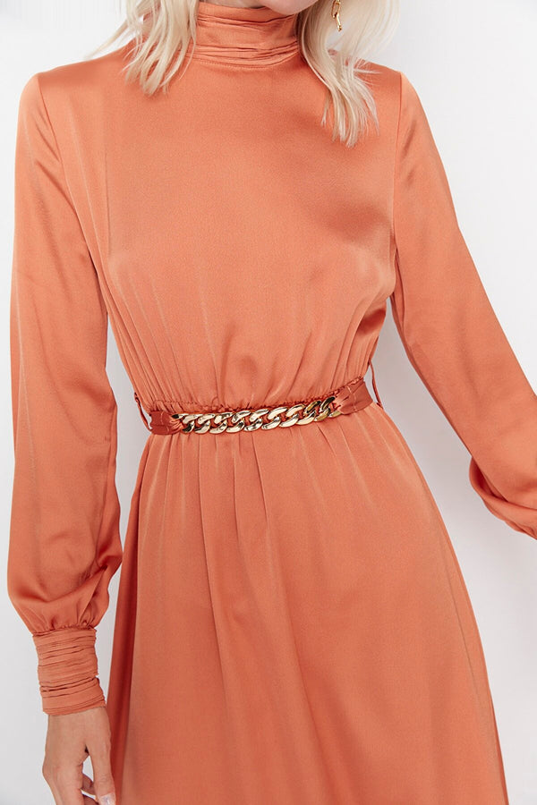 Modest orange satin Dress