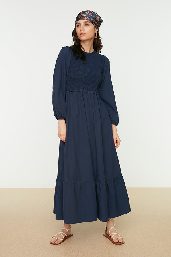 Navy blue modest dress