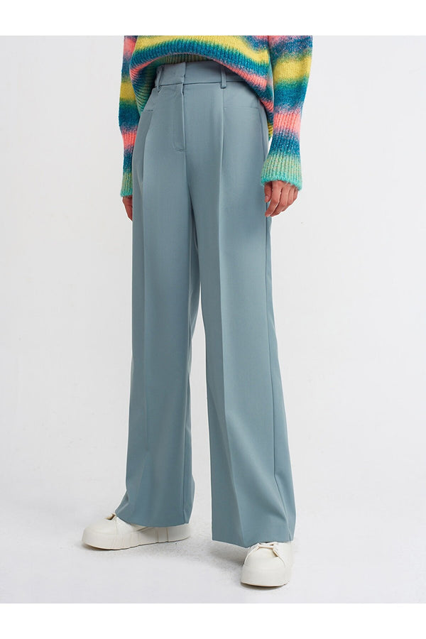 blue wide leg trousers