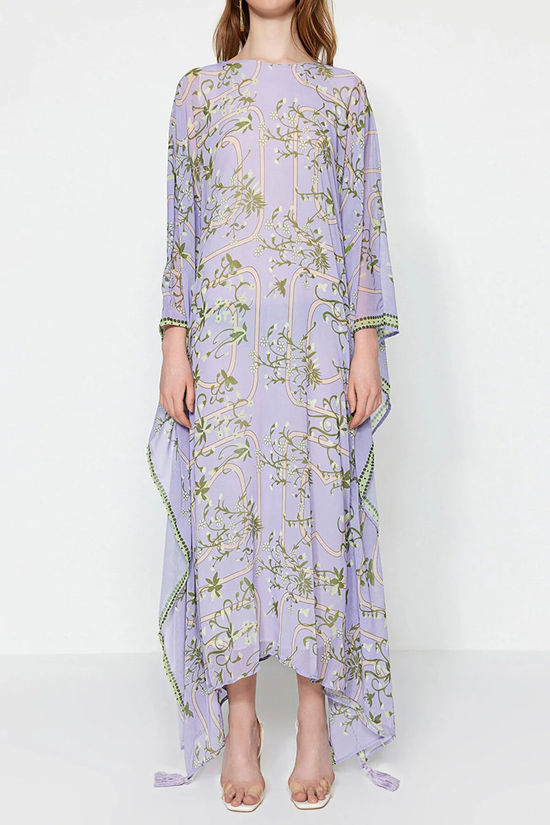 Lilac floral kaftan dress