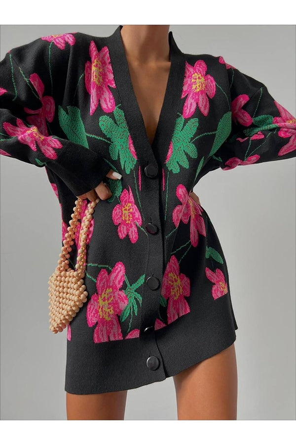 floral knit cardigan