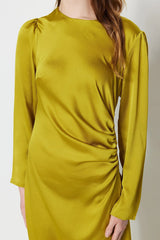 mustard satin dress