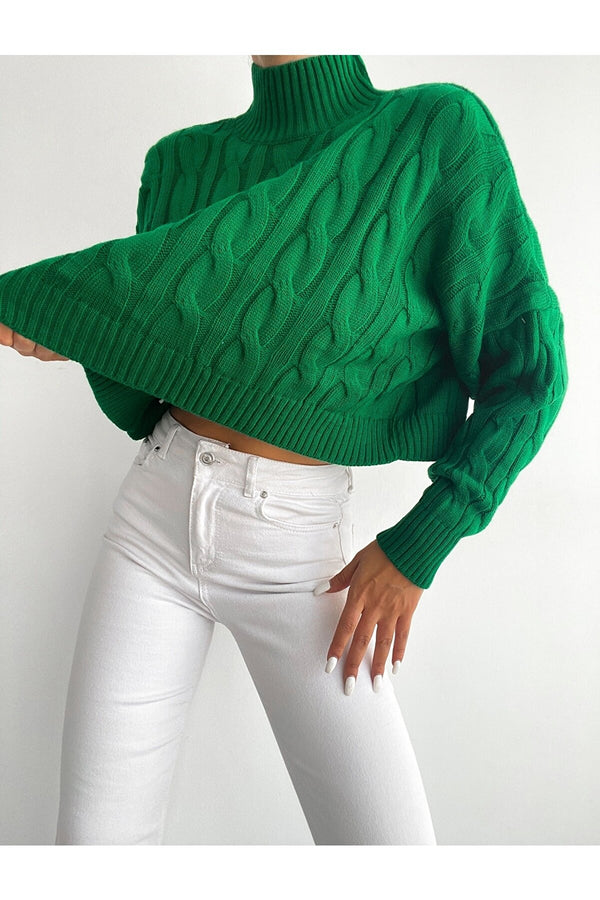 cropped green sweater top