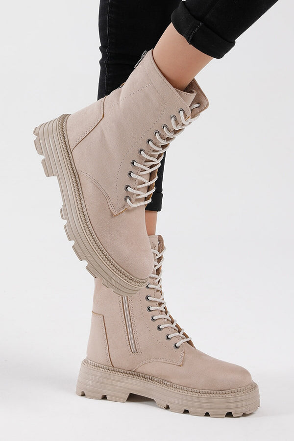 Ecru ankle boots