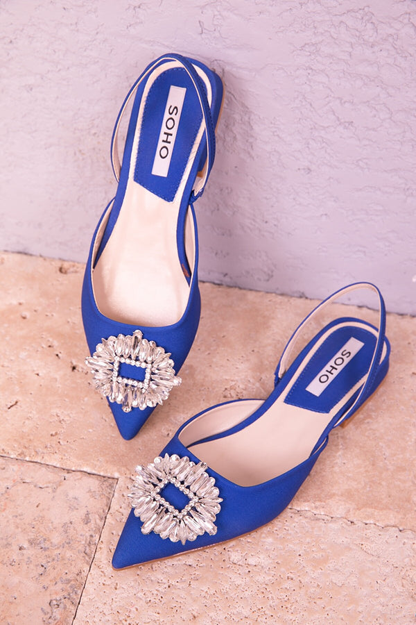 Royal blue satin flats