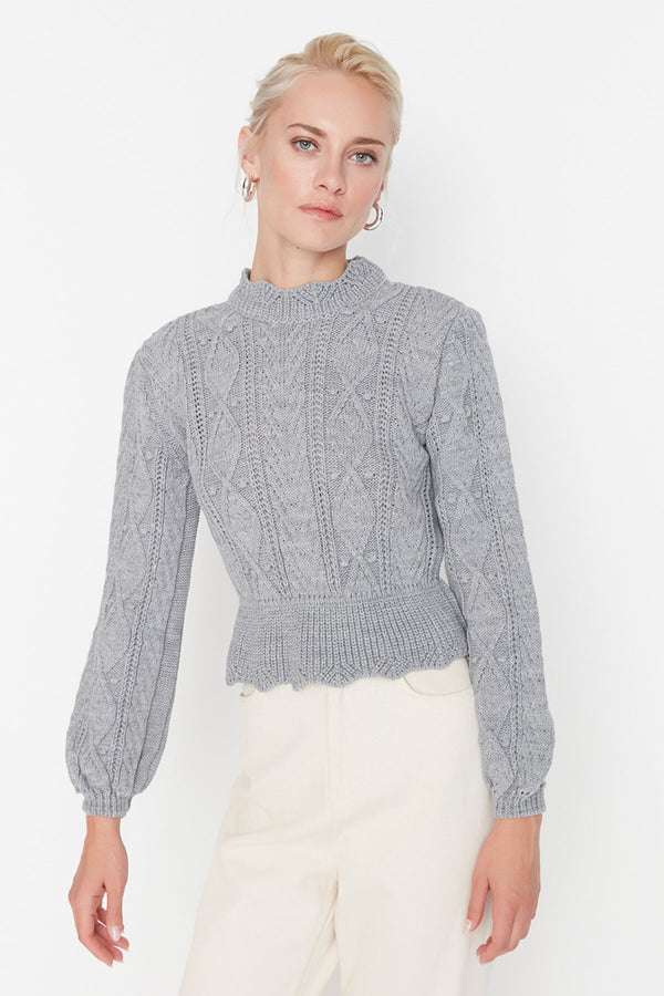 grey peplum sweater top