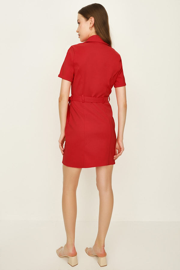 buttoned red dress