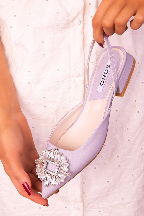 lilac satin flats