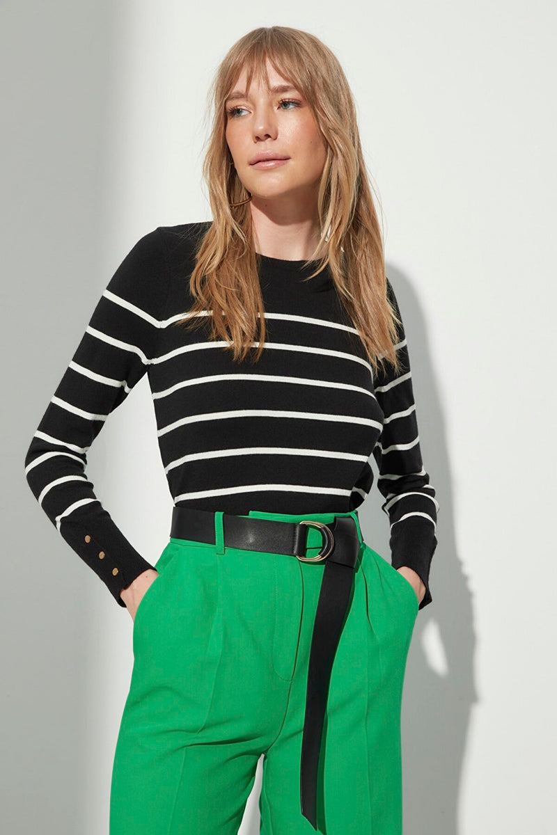 black striped sweater top