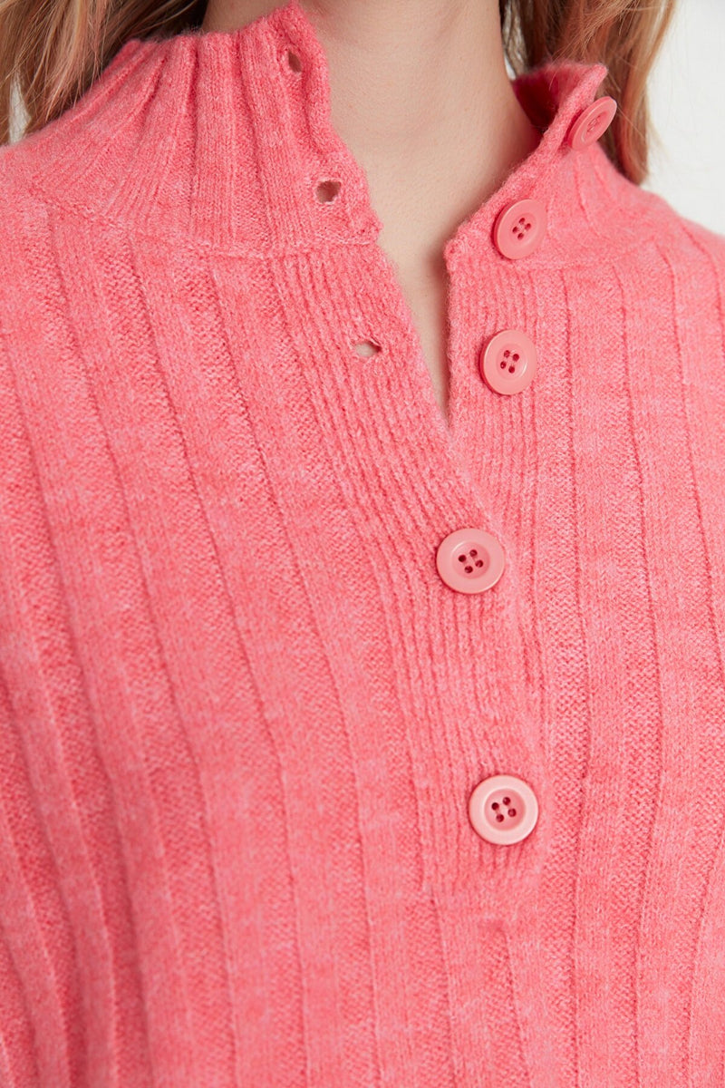 pink button sweater top