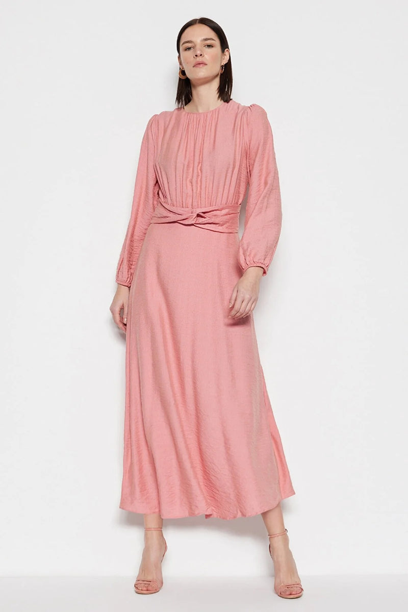 Baby pink modest dress