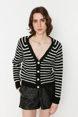 Black striped cardigan