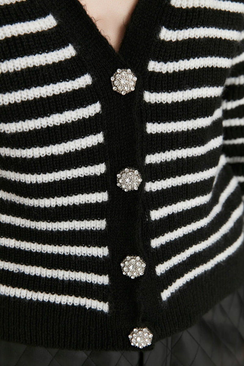 Black striped cardigan