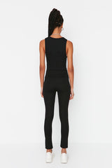 black leggings with split