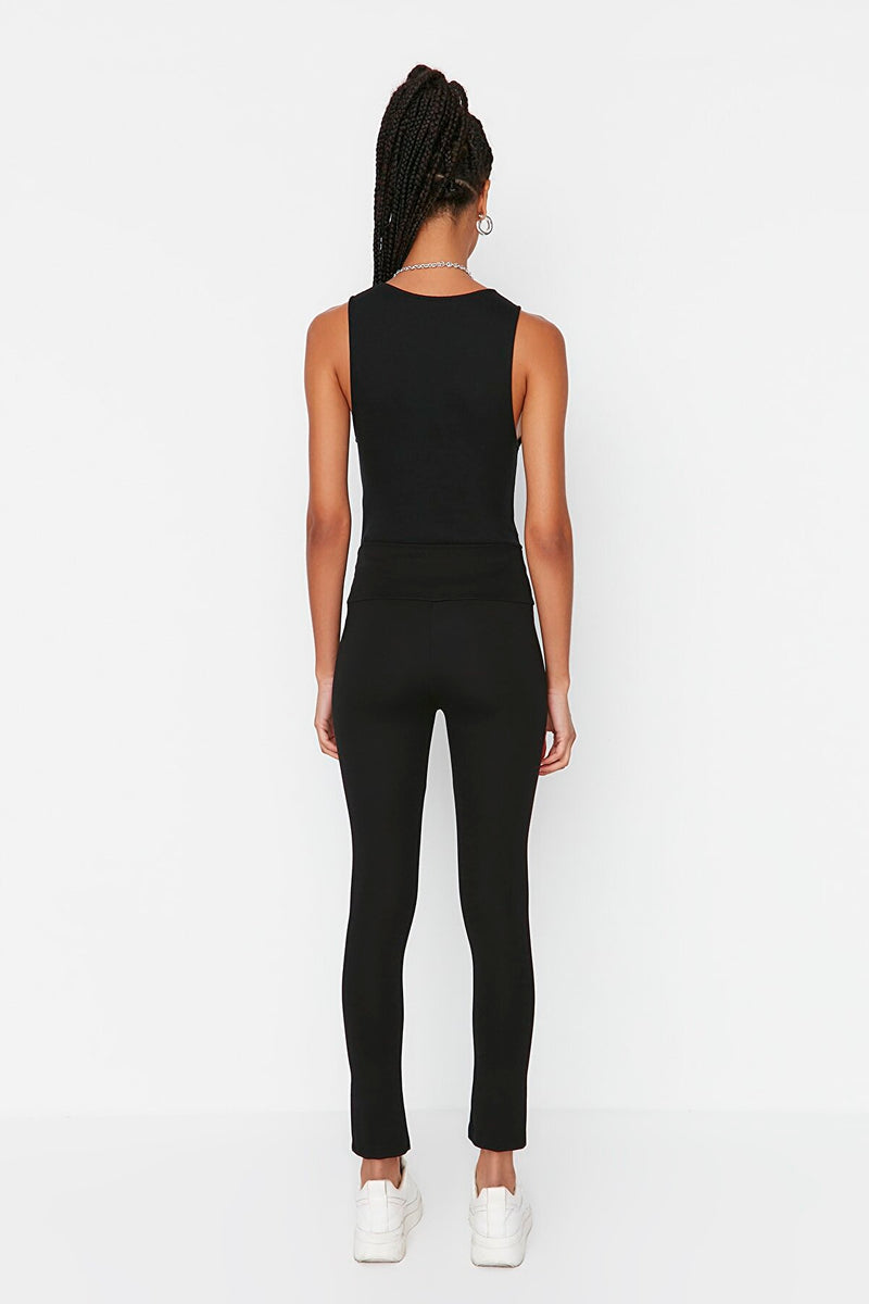 black leggings with split