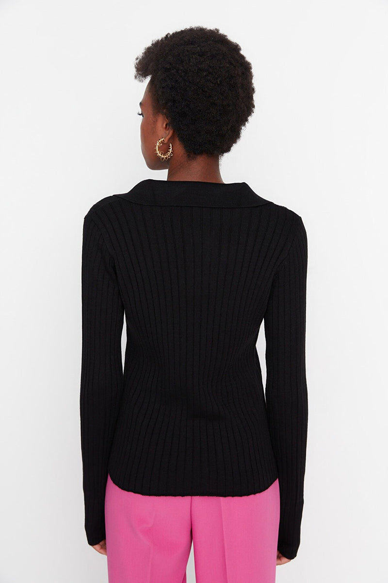 black Polo Neck Knitwear Sweater