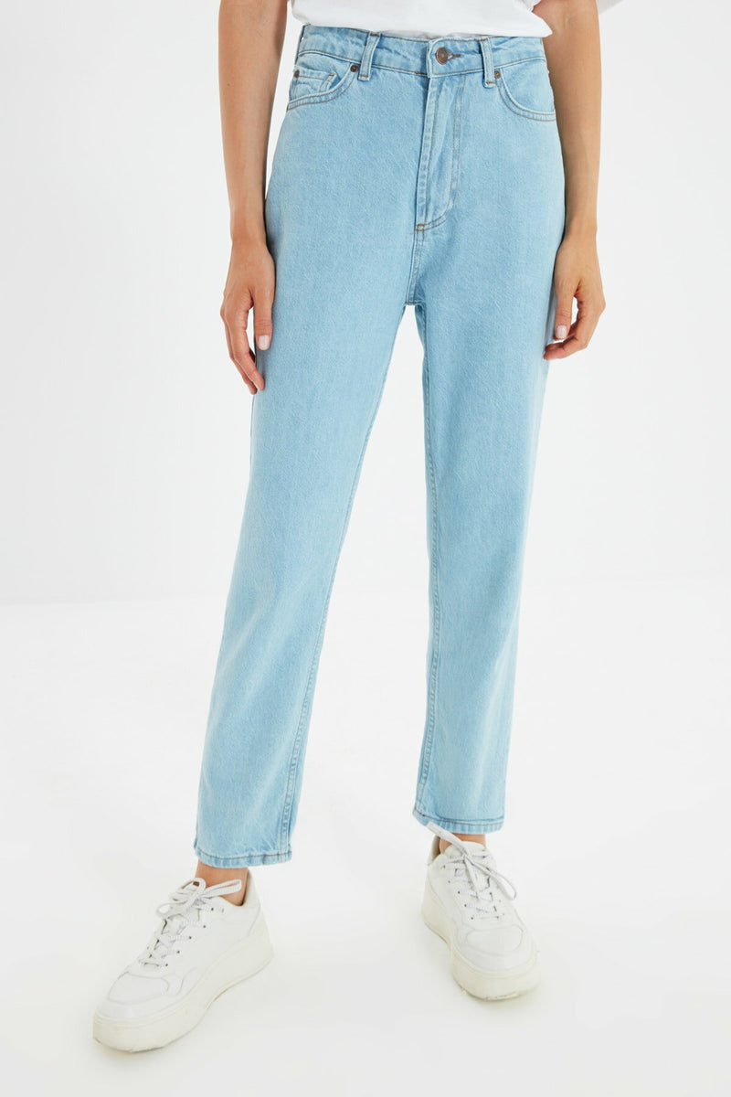 Blue High Waist Mom Jeans